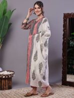 Women's Pink Floral Chanderi Printed Kurta Set with Dupatta Suit Sets