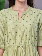 Wome's Boho-Chic Forest Green Tiered Maxi Dress with Puff Sleeves Dresses - Image 3